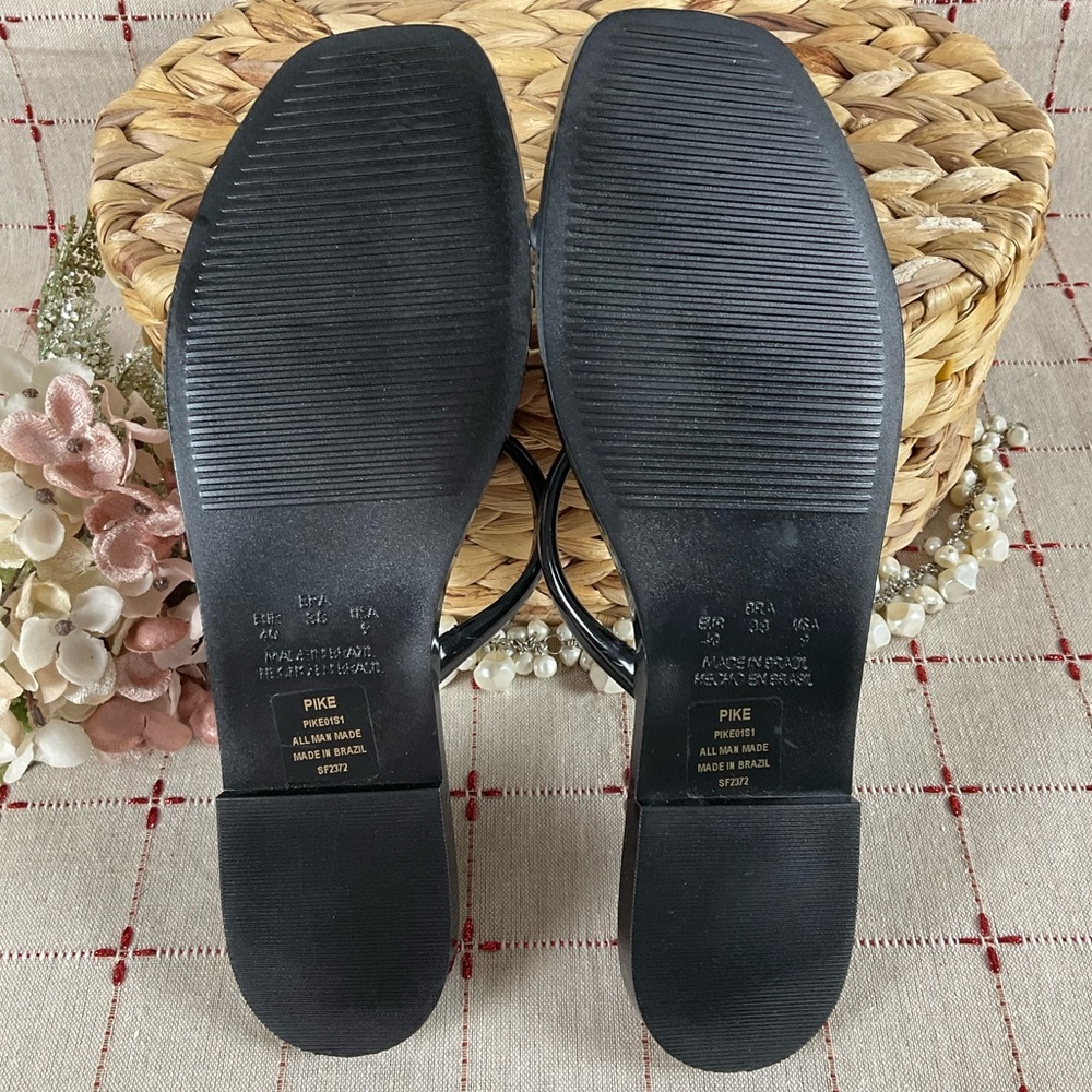 Set of 2 Steve Madden “PIKE” Jelly Flip Flop Sandals Size 9 Black & Silver New - Picture 4 of 8
